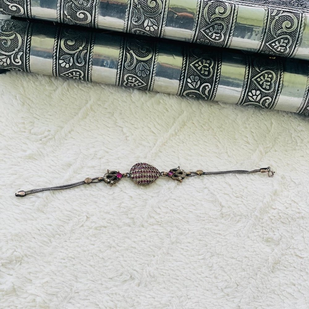 The Vintage Women Silver 925 Bracelet with Ruby Stone  Bracelet